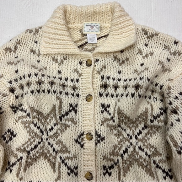 Vintage Susan Bristol Wool Blend Hand Knit Oversized Cozy Cardigan Sweat… - Picture 4 of 13